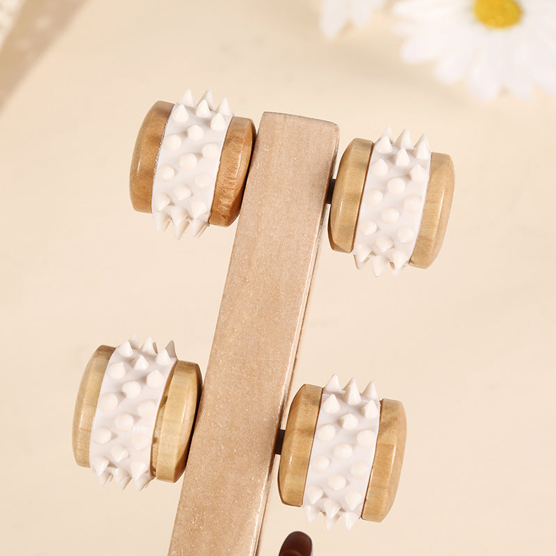 Handheld Massage Roller For Sore Muscle, Wood Therapy Massage Tools For Body, Wooden Fascia Roller For Deep Tissue, Lymphatic Drainage Massager For Legs Thighs Butt Spa 6 Wheels Handheld Wooden Back M - Blessed Corner