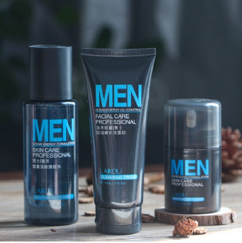 Men's Facial Skin care Set with Moisturizing Cream Toner  Facial Cleanser - Blessed Corner