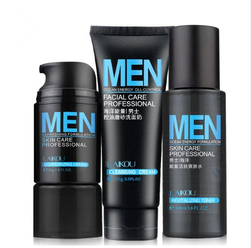 Men's Facial Skin care Set with Moisturizing Cream Toner  Facial Cleanser - Blessed Corner