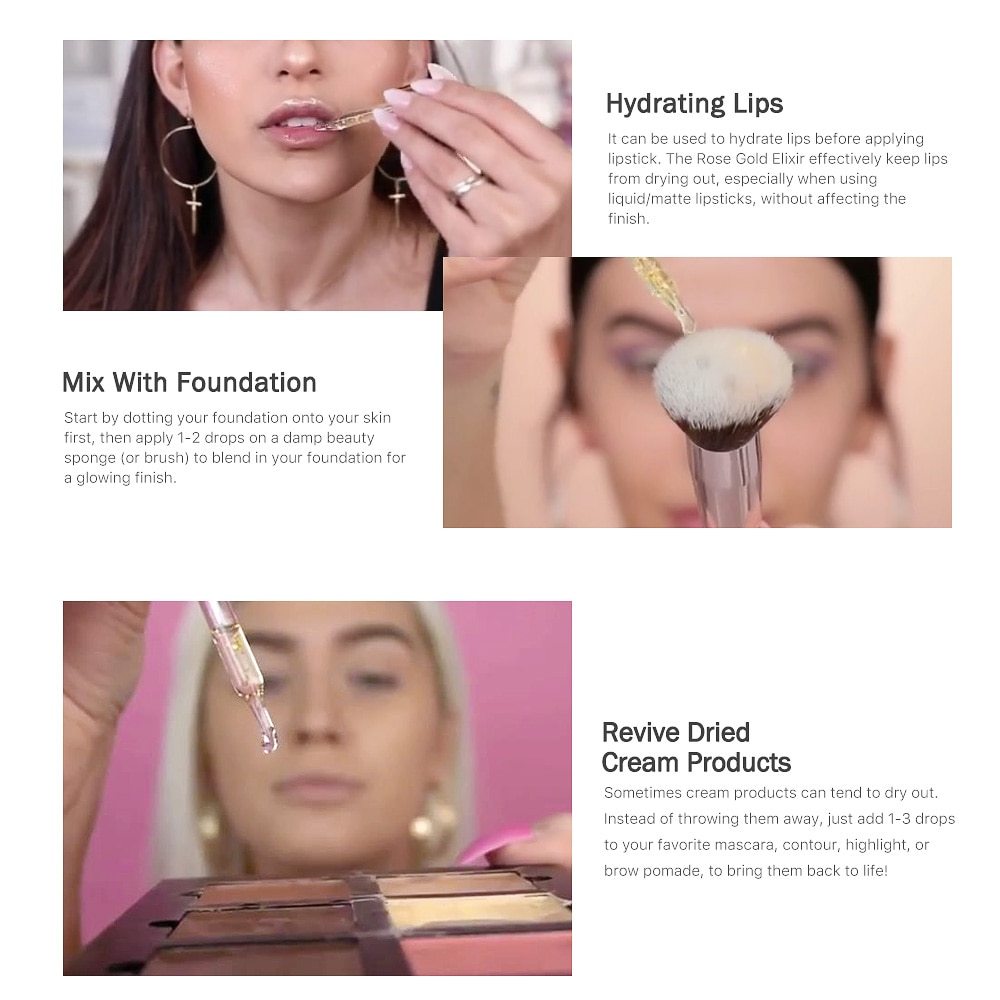 24k Rose Gold Elixir Skin Make Up Oil For Face Essential Oil Before Primer Foundation Moisturizing Face Oil Anti-aging - Blessed Corner