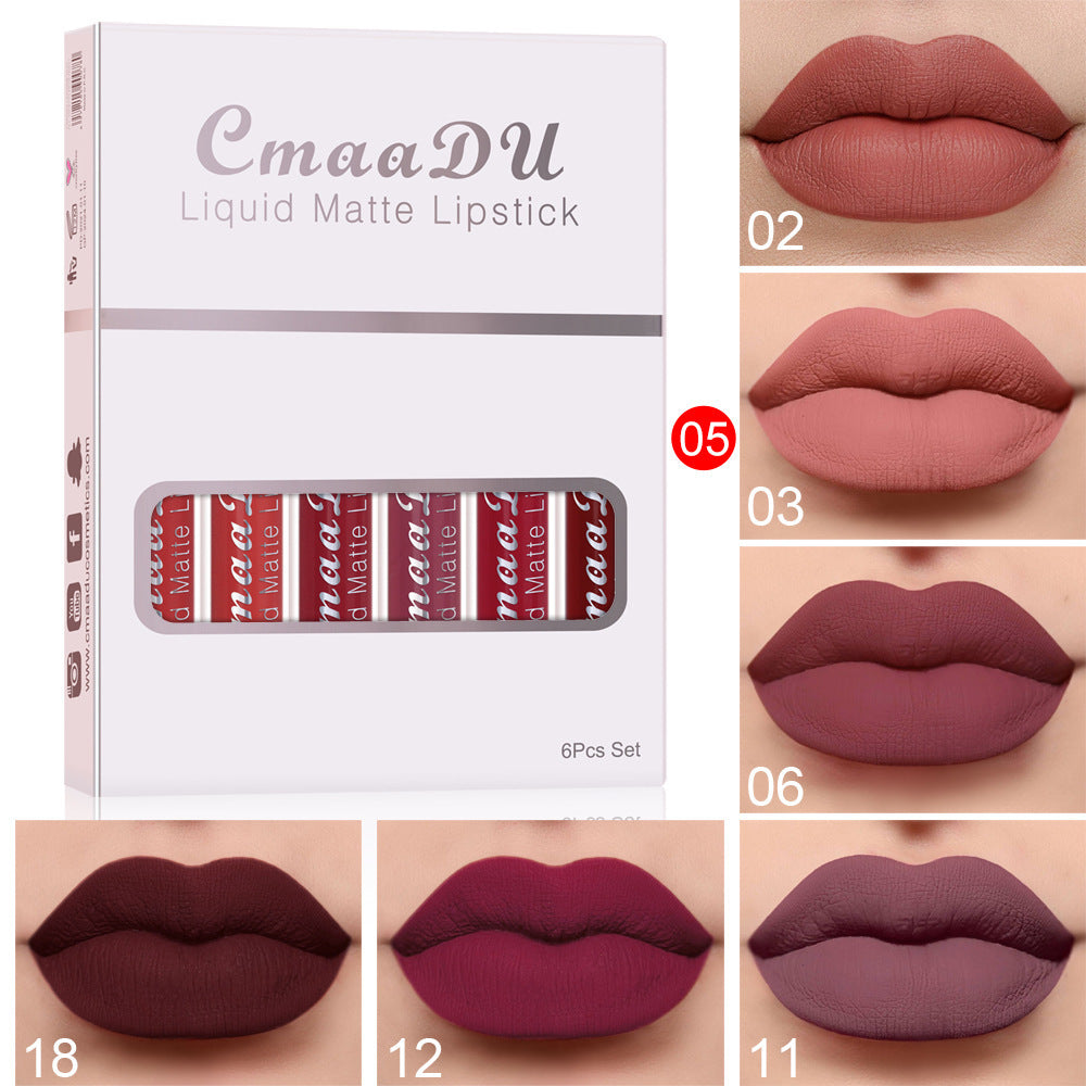 6 Boxes Of Matte Non-stick Cup Waterproof Lipstick Long Lasting Lip Gloss - Blessed Corner
