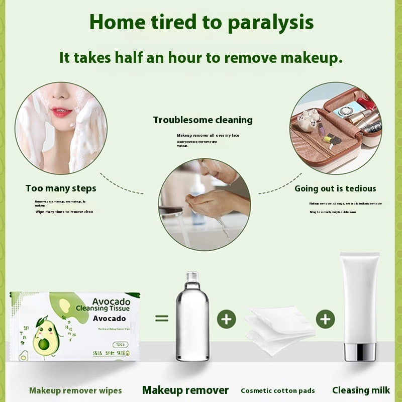 Avocado Makeup Remover Wipe (Disposable) 30 Pieces - Blessed Corner