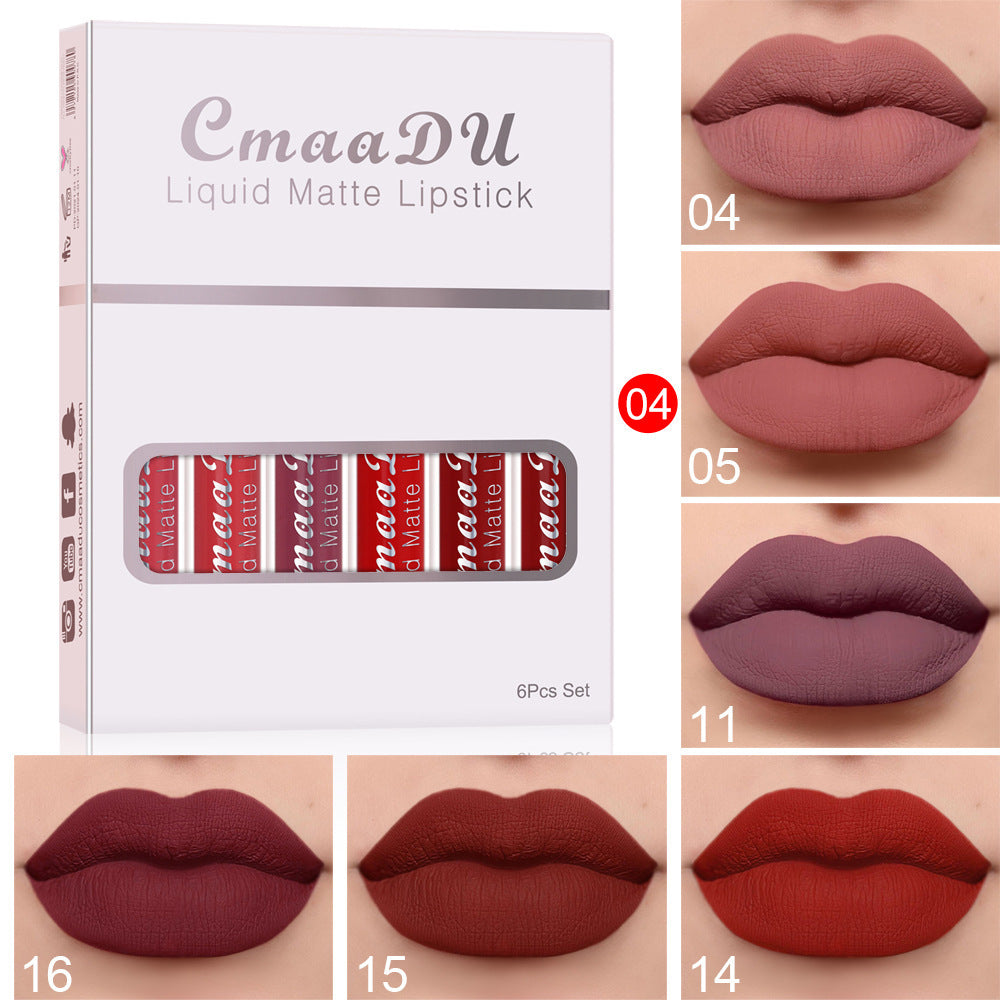6 Boxes Of Matte Non-stick Cup Waterproof Lipstick Long Lasting Lip Gloss - Blessed Corner