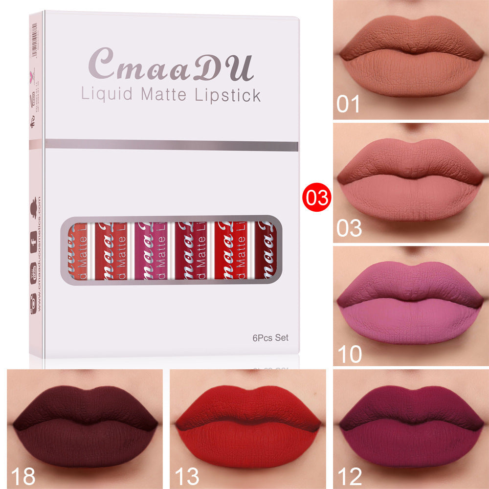 6 Boxes Of Matte Non-stick Cup Waterproof Lipstick Long Lasting Lip Gloss - Blessed Corner