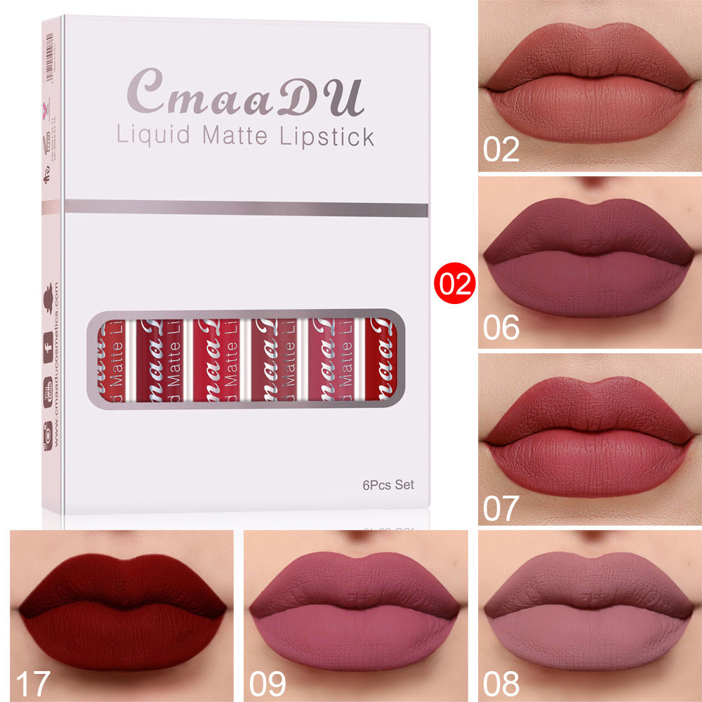 6 Boxes Of Matte Non-stick Cup Waterproof Lipstick Long Lasting Lip Gloss - Blessed Corner