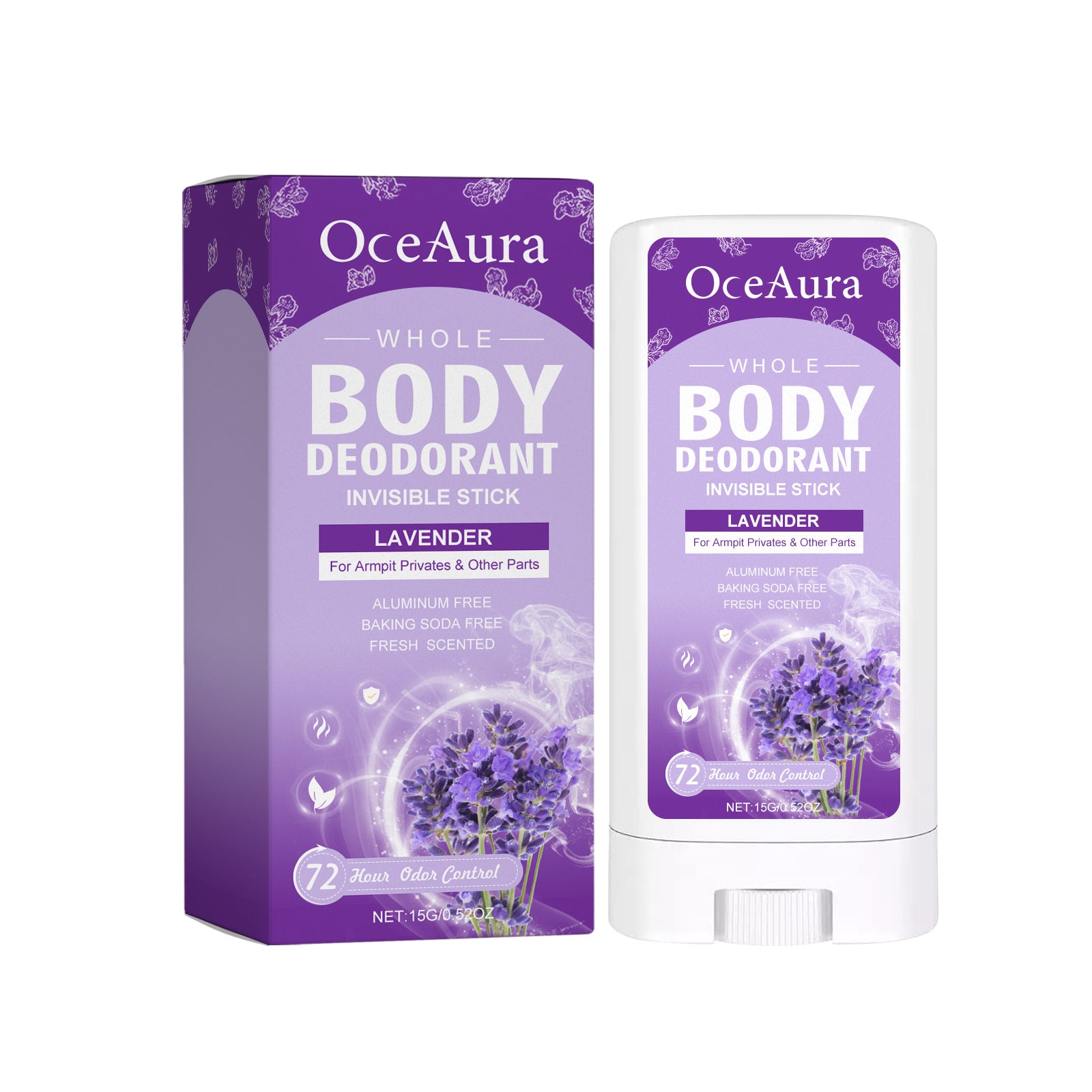 Aura Lavender Body Deodorant Stick contains vitamin E, lavender flower extract, and avocado oil - Blessed Corner