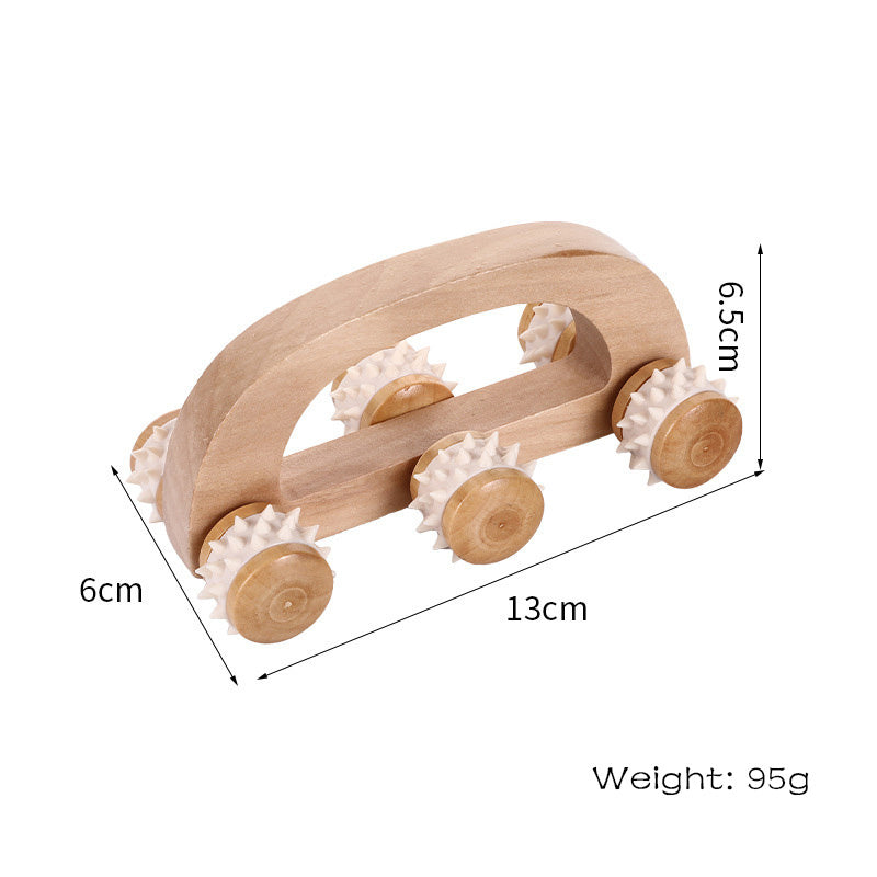 Handheld Massage Roller For Sore Muscle, Wood Therapy Massage Tools For Body, Wooden Fascia Roller For Deep Tissue, Lymphatic Drainage Massager For Legs Thighs Butt Spa 6 Wheels Handheld Wooden Back M - Blessed Corner