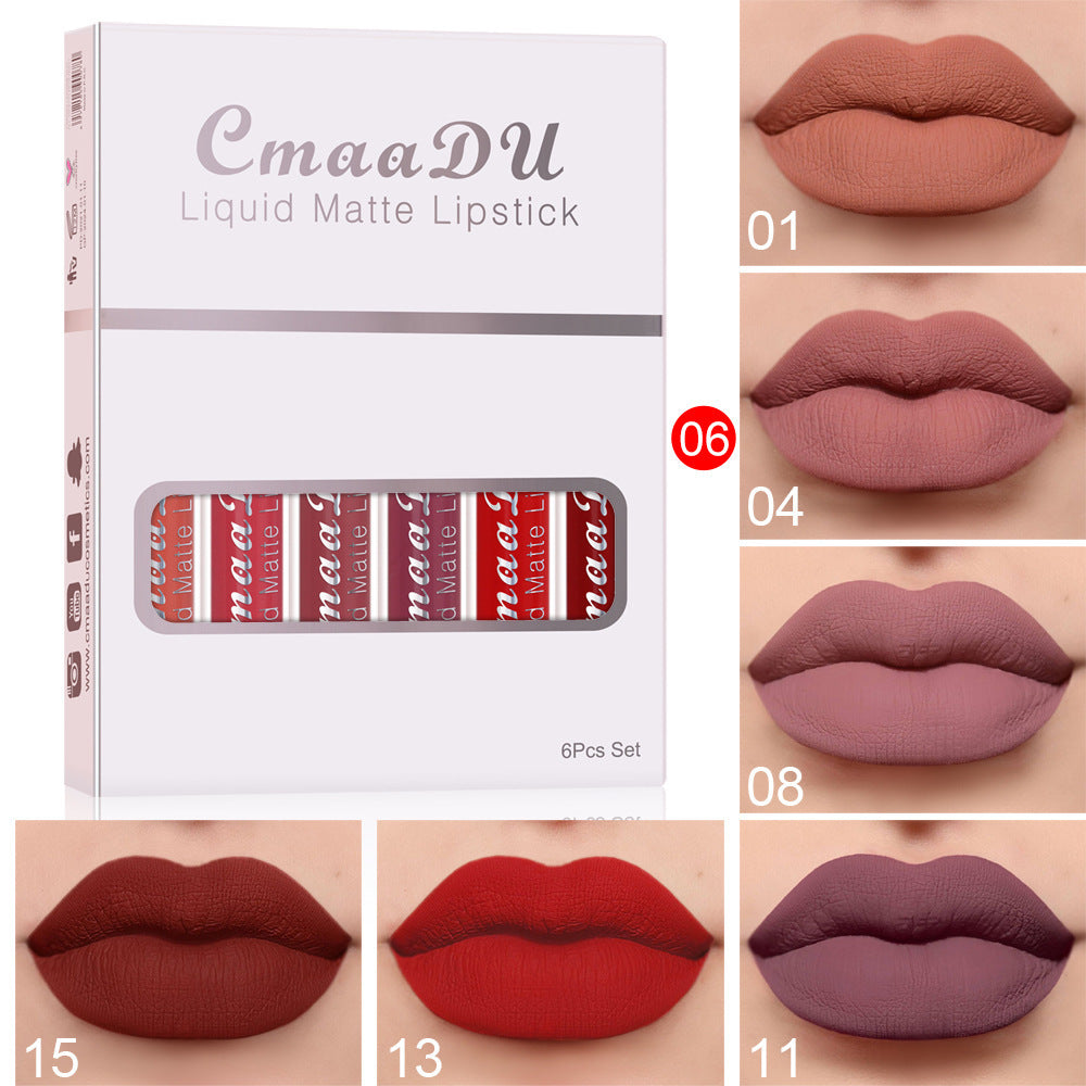 6 Boxes Of Matte Non-stick Cup Waterproof Lipstick Long Lasting Lip Gloss - Blessed Corner