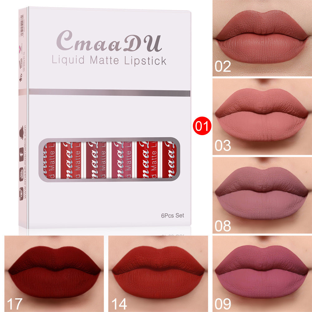 6 Boxes Of Matte Non-stick Cup Waterproof Lipstick Long Lasting Lip Gloss - Blessed Corner